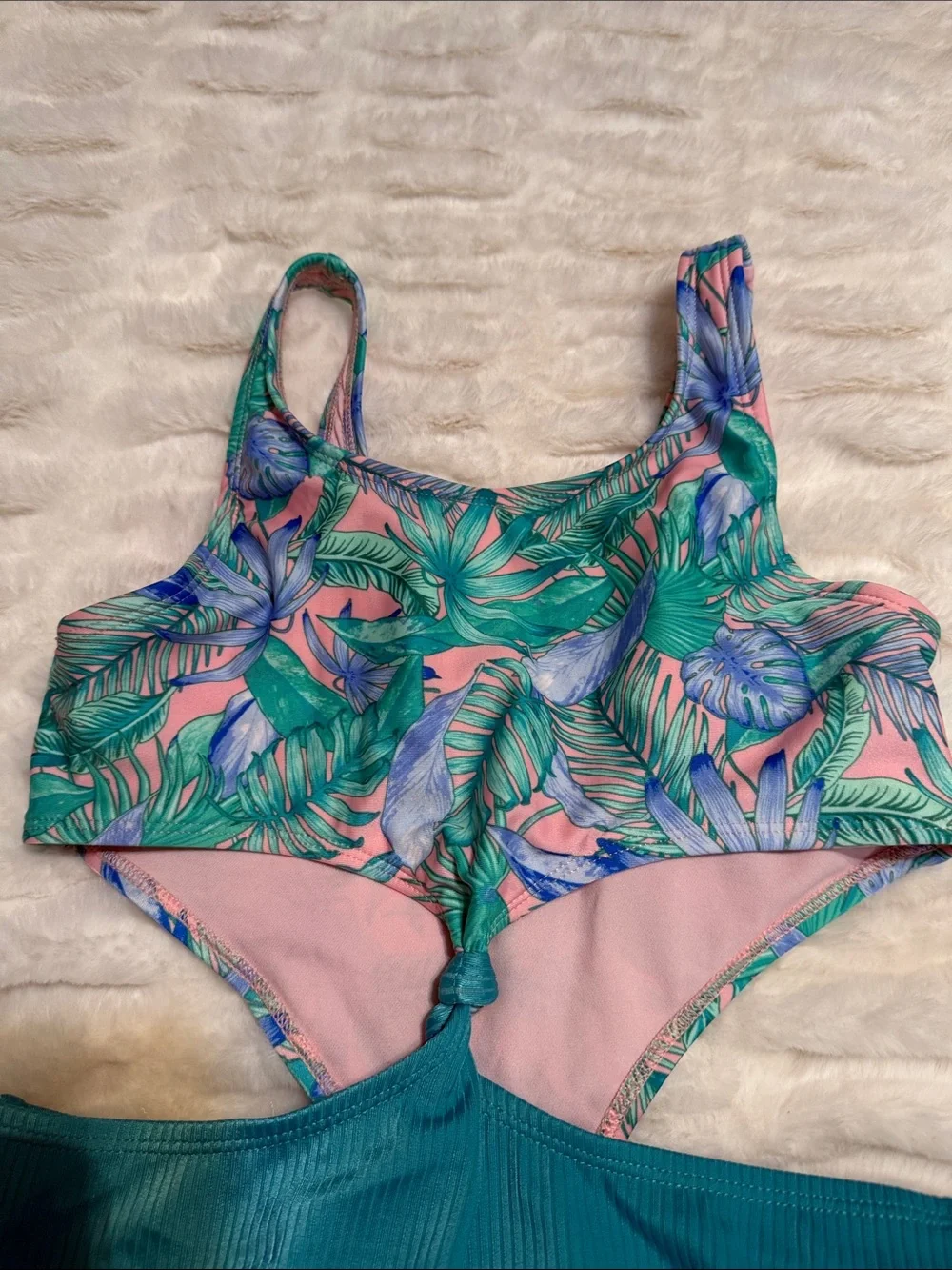 Girl’s Tropical Teal Swim Set